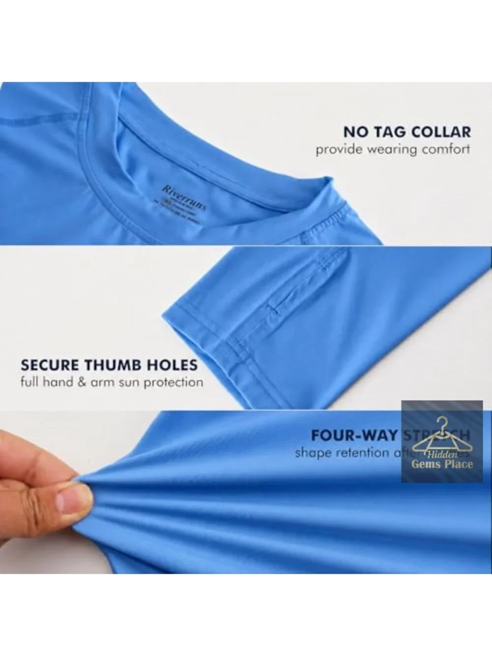 Men's UPF 50+ Sun Protection Thumbhole Long Sleeve Cooling Fishing Shirt Quick